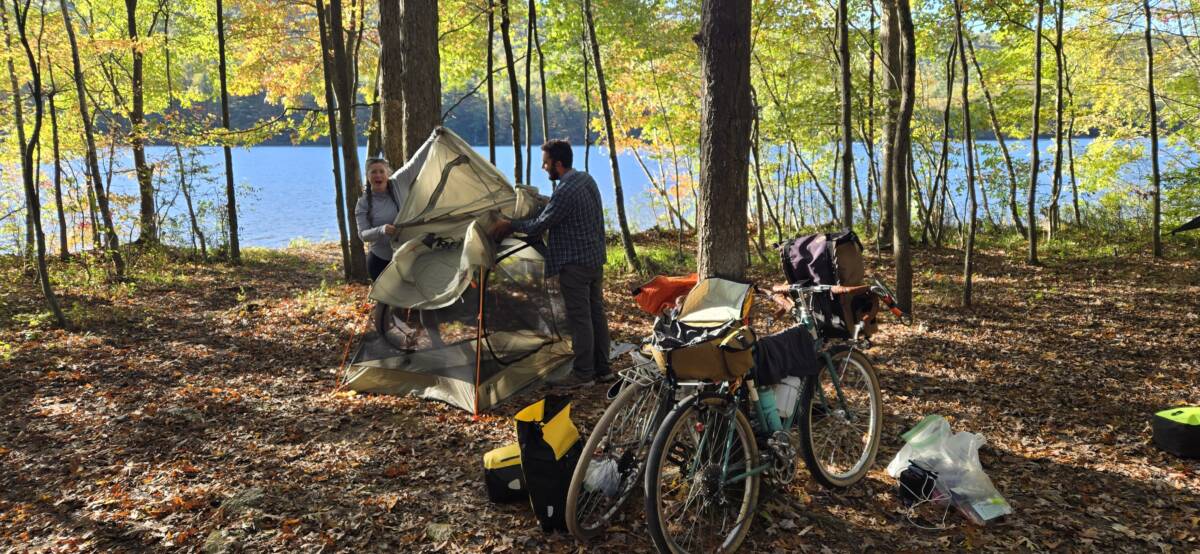 people bike camping at jim thrope